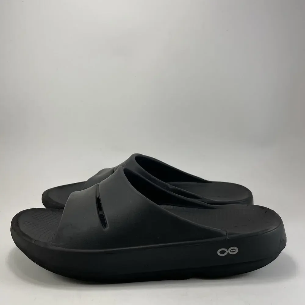 Oofos OOahh Recovery Slides Mens Size 7 Black Synthetic Comfort Athletic Sandal